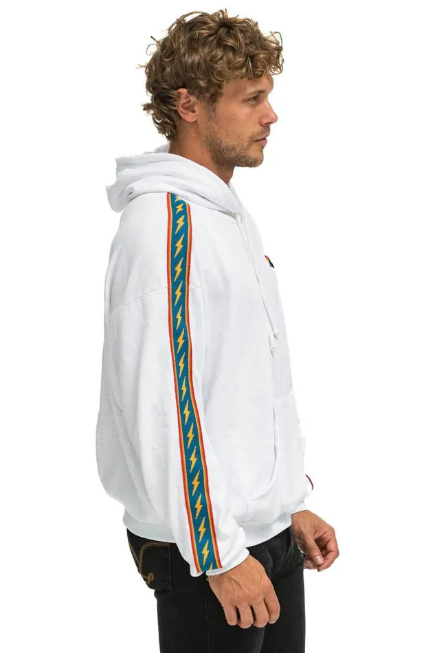 WomenMen Tops Aviator Nation BOLT STRIPE RELAXED PULLOVER HOODIE 8211 WHITE WomenMen Tops Aviator Nation BOLT STRIPE RELAXED PULLOVER HOODIE 8211 WHITE
