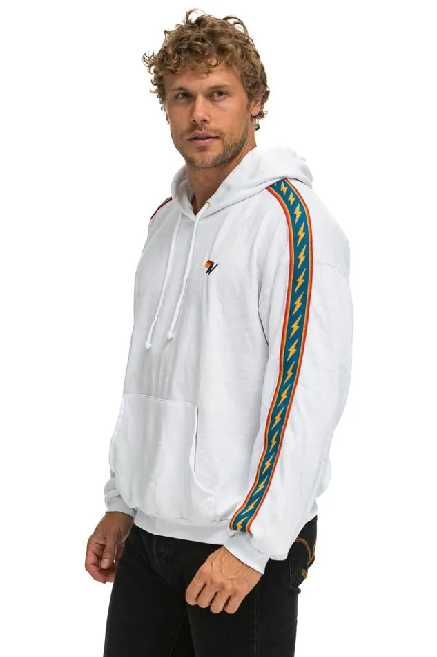 WomenMen Tops Aviator Nation BOLT STRIPE RELAXED PULLOVER HOODIE 8211 WHITE WomenMen Tops Aviator Nation BOLT STRIPE RELAXED PULLOVER HOODIE 8211 WHITE