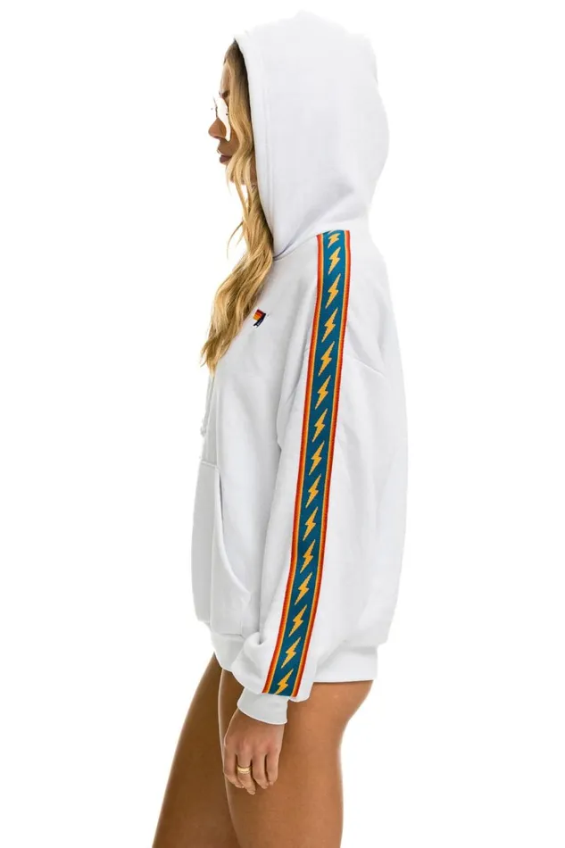 WomenMen Tops Aviator Nation BOLT STRIPE RELAXED PULLOVER HOODIE 8211 WHITE WomenMen Tops Aviator Nation BOLT STRIPE RELAXED PULLOVER HOODIE 8211 WHITE