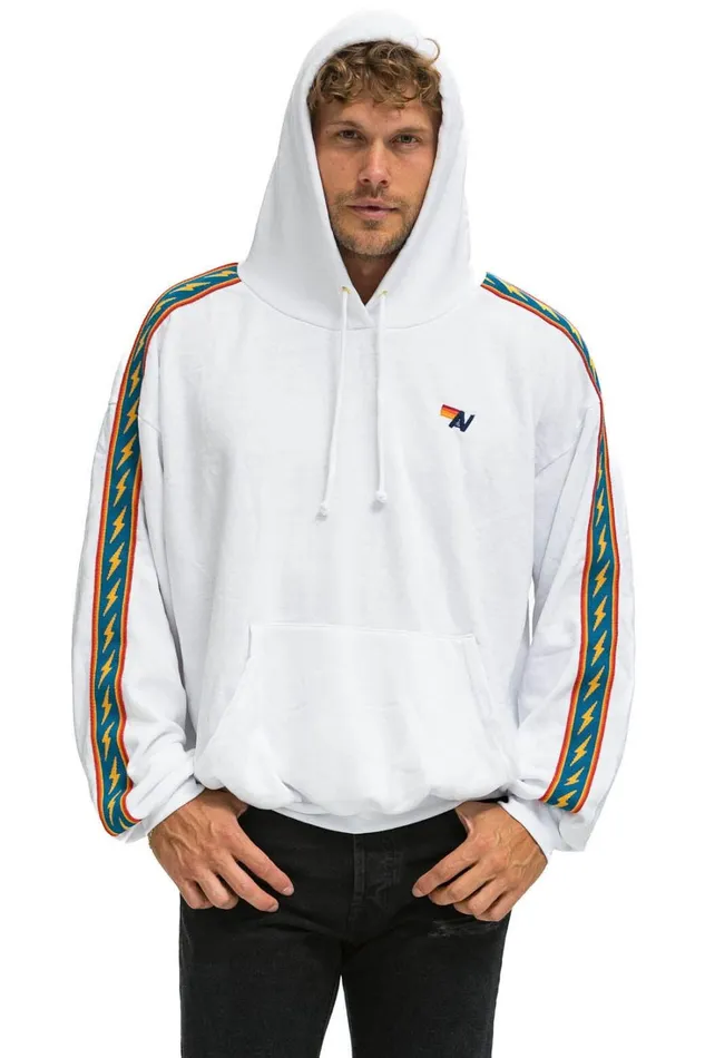 WomenMen Tops Aviator Nation BOLT STRIPE RELAXED PULLOVER HOODIE 8211 WHITE WomenMen Tops Aviator Nation BOLT STRIPE RELAXED PULLOVER HOODIE 8211 WHITE