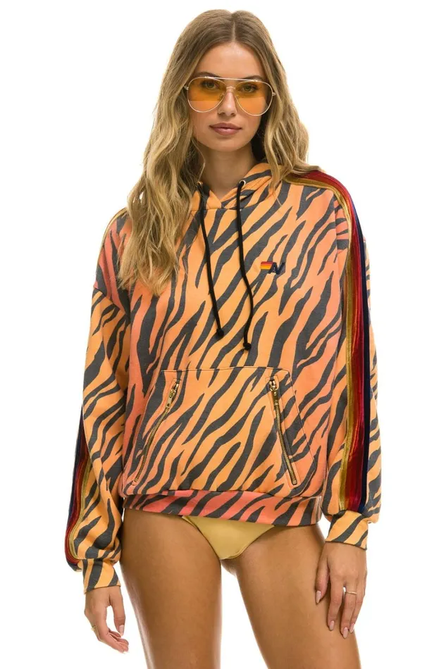 WomenMen Tops Aviator Nation CLASSIC RELAXED PULLOVER HOODIE WITH ZIPPER POCKETS 8211 TIGER WomenMen Tops Aviator Nation CLASSIC RELAXED PULLOVER HOODIE WITH ZIPPER POCKETS 8211 TIGER