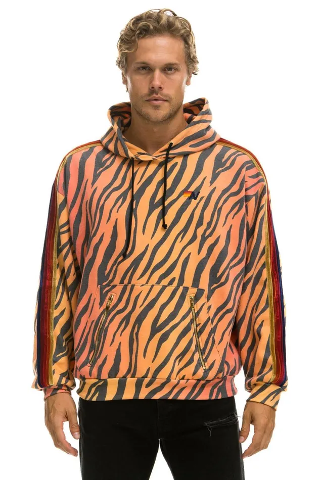 WomenMen Tops Aviator Nation CLASSIC RELAXED PULLOVER HOODIE WITH ZIPPER POCKETS 8211 TIGER