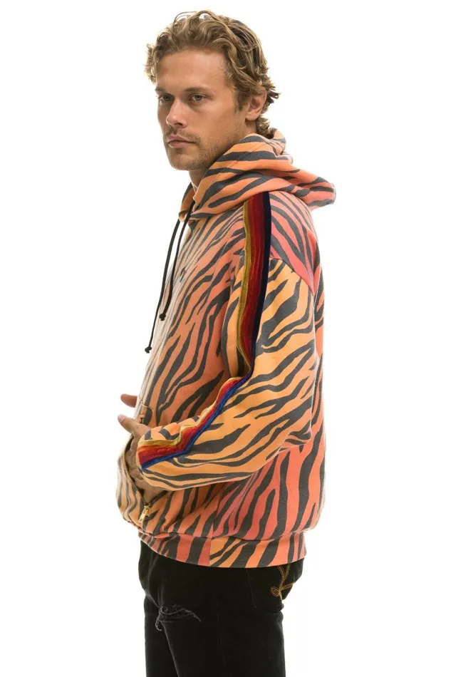 WomenMen Tops Aviator Nation CLASSIC RELAXED PULLOVER HOODIE WITH ZIPPER POCKETS 8211 TIGER