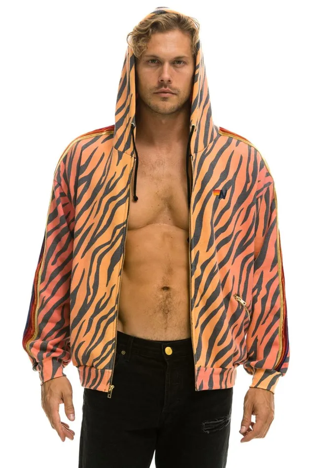 WomenMen Tops Aviator Nation CLASSIC RELAXED ZIP HOODIE WITH POCKETS 8211 TIGER