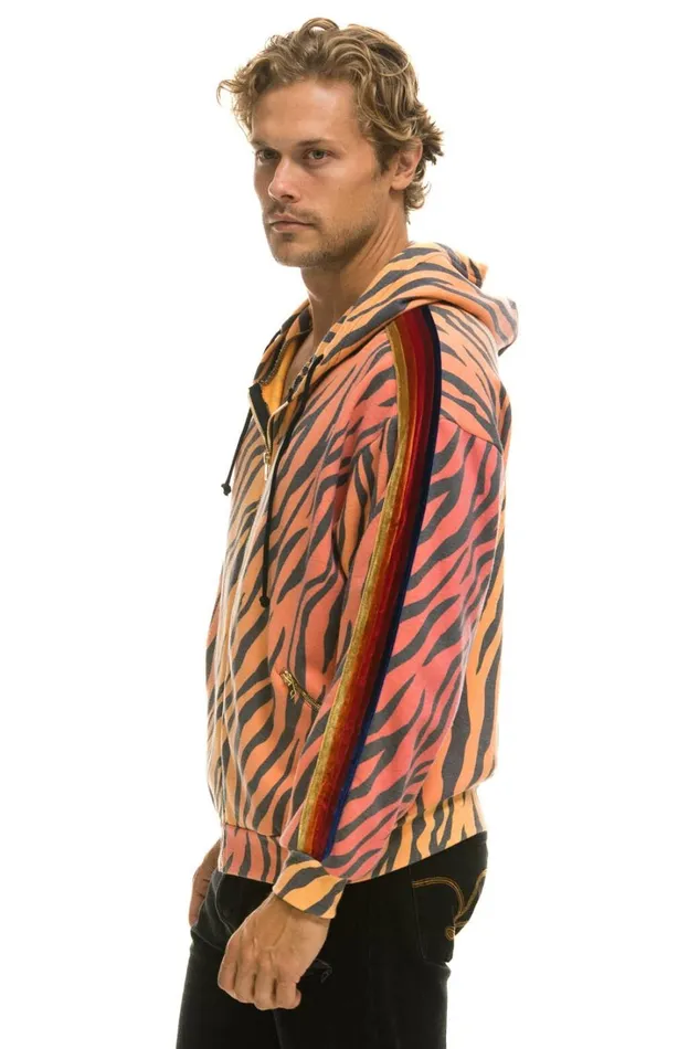 WomenMen Tops Aviator Nation CLASSIC RELAXED ZIP HOODIE WITH POCKETS 8211 TIGER