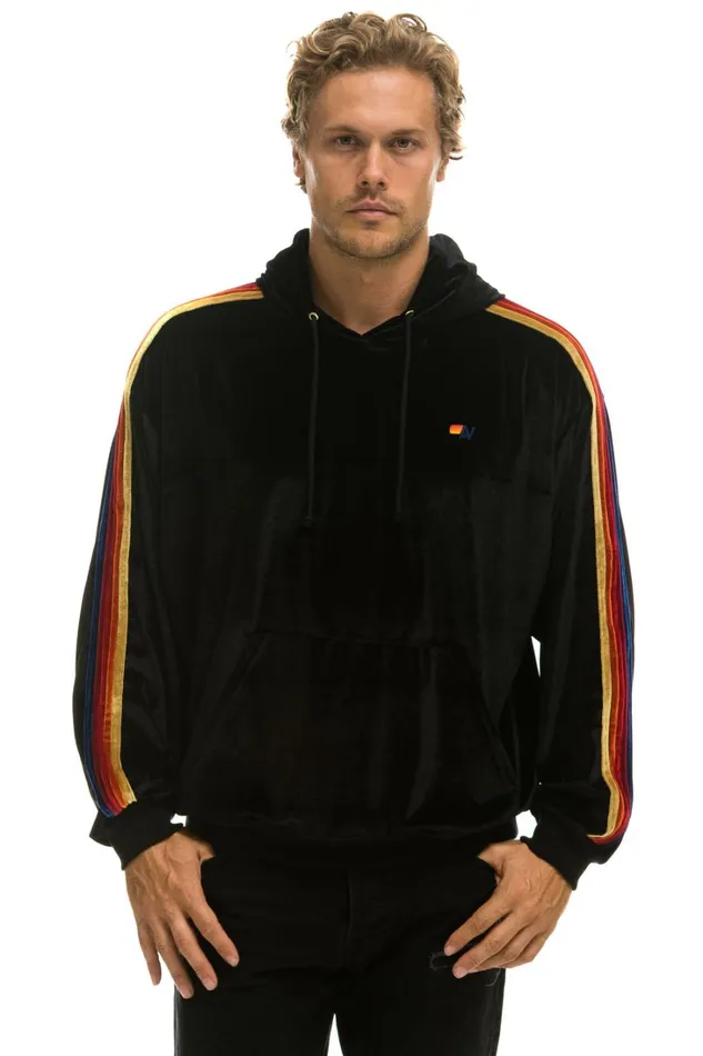 WomenMen Tops Aviator Nation CLASSIC VELVET RELAXED PULLOVER HOODIE 8211 BLACK WomenMen Tops Aviator Nation CLASSIC VELVET RELAXED PULLOVER HOODIE 8211 BLACK