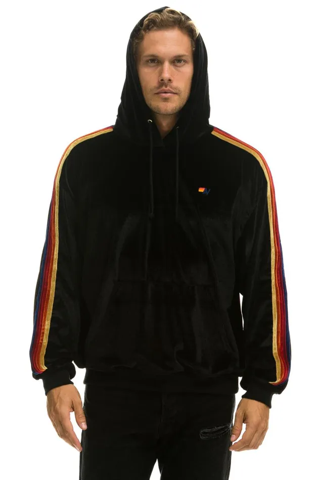 WomenMen Tops Aviator Nation CLASSIC VELVET RELAXED PULLOVER HOODIE 8211 BLACK WomenMen Tops Aviator Nation CLASSIC VELVET RELAXED PULLOVER HOODIE 8211 BLACK