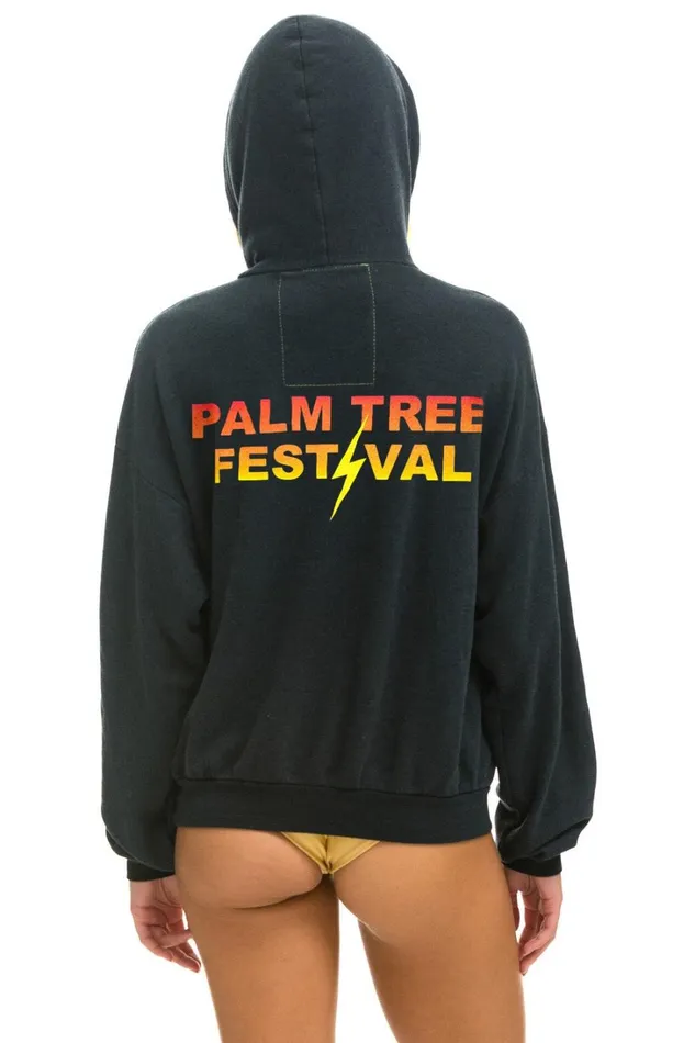 WomenMen Tops Aviator Nation PALM TREE FESTIVAL ASPEN 2024 PULLOVER HOODIE RELAXED 8211 CHARCOAL