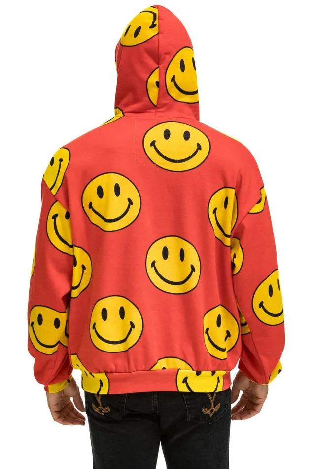 WomenMen Tops Aviator Nation SMILEY REPEAT RELAXED PULLOVER HOODIE 8211 RED