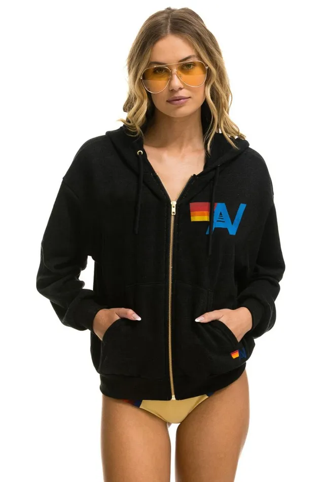 WomenMen Tops Aviator Nation WMPXO 2024 COLISEUM CONCERT RELAXED ZIP HOODIE 8211 BLACK