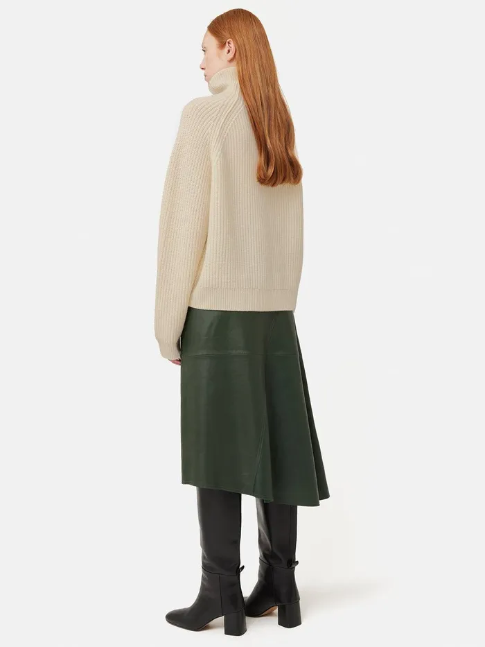 Women Merino Fishermans Rib Jumper Cream Jigsaw Knitwear and Cashmere