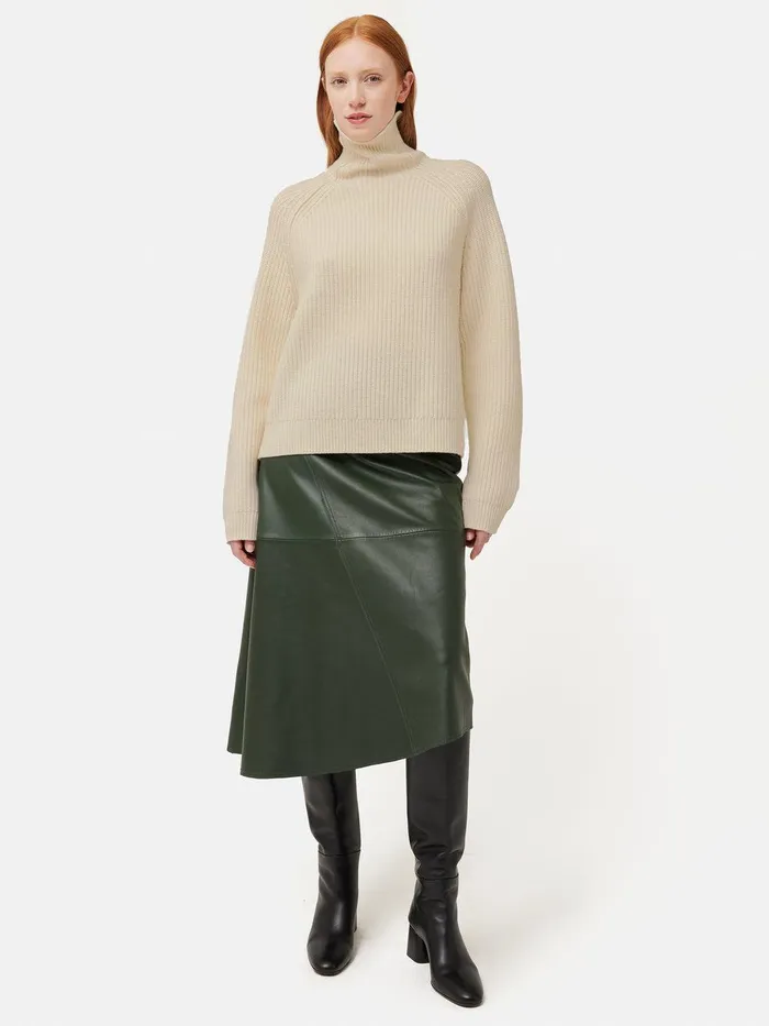 Women Merino Fishermans Rib Jumper Cream Jigsaw Knitwear and Cashmere