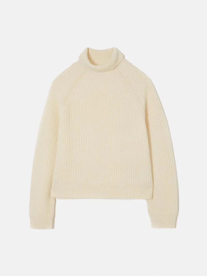Women Merino Fishermans Rib Jumper Cream Jigsaw Knitwear and Cashmere