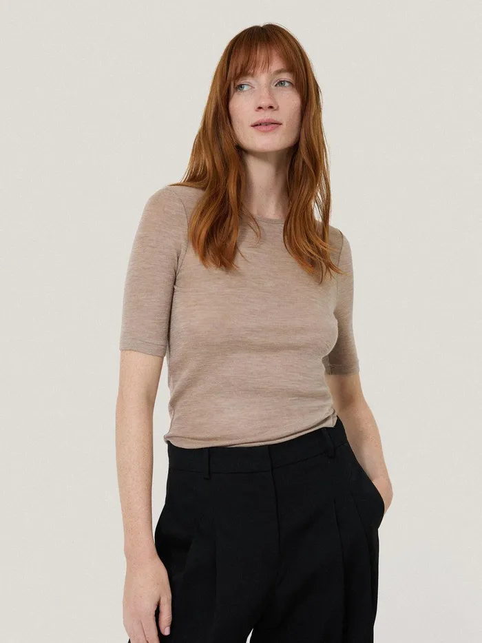 Women Merino Half Sleeve Tshirt Stone Jigsaw Shirts and Tops
