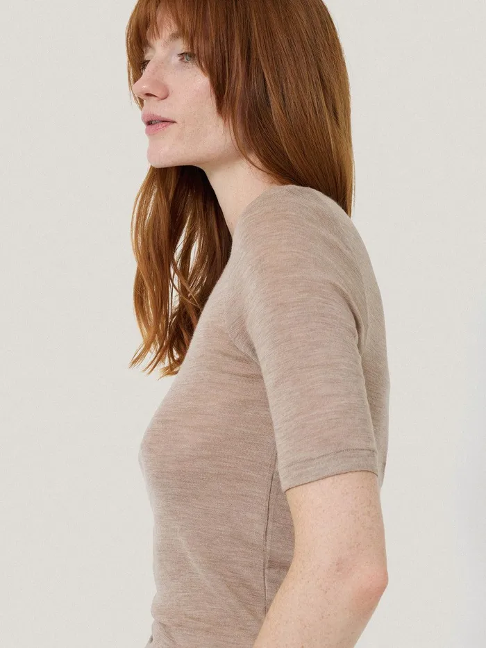 Women Merino Half Sleeve Tshirt Stone Jigsaw Shirts and Tops