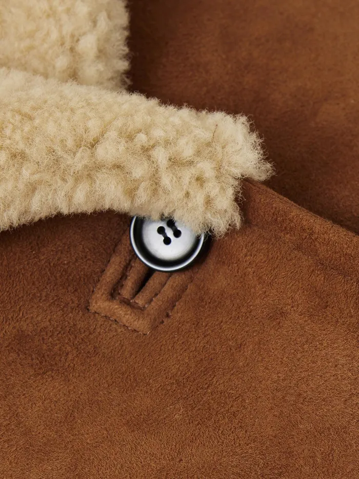 Women Merino Shearling Leather Coat Ginger Jigsaw Coats and Jackets