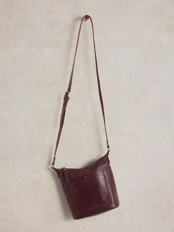 Women Mini Leather Fern Crossbody Dk Plum White Stuff Bags and Purses