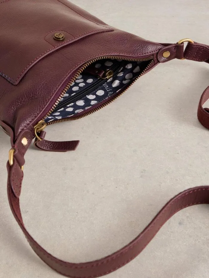 Women Mini Leather Fern Crossbody Dk Plum White Stuff Bags and Purses