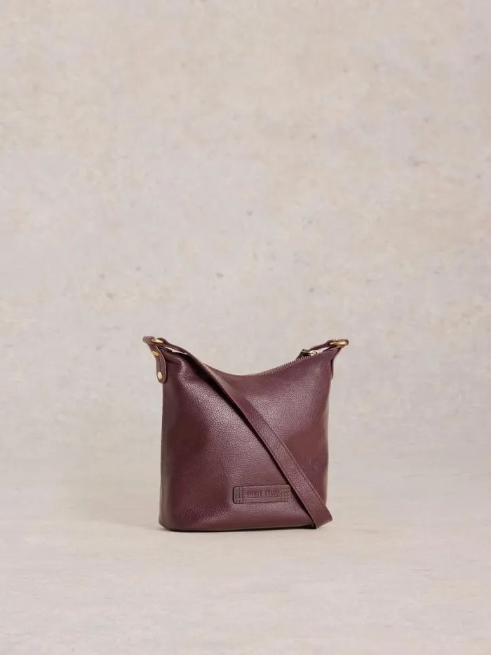 Women Mini Leather Fern Crossbody Dk Plum White Stuff Bags and Purses