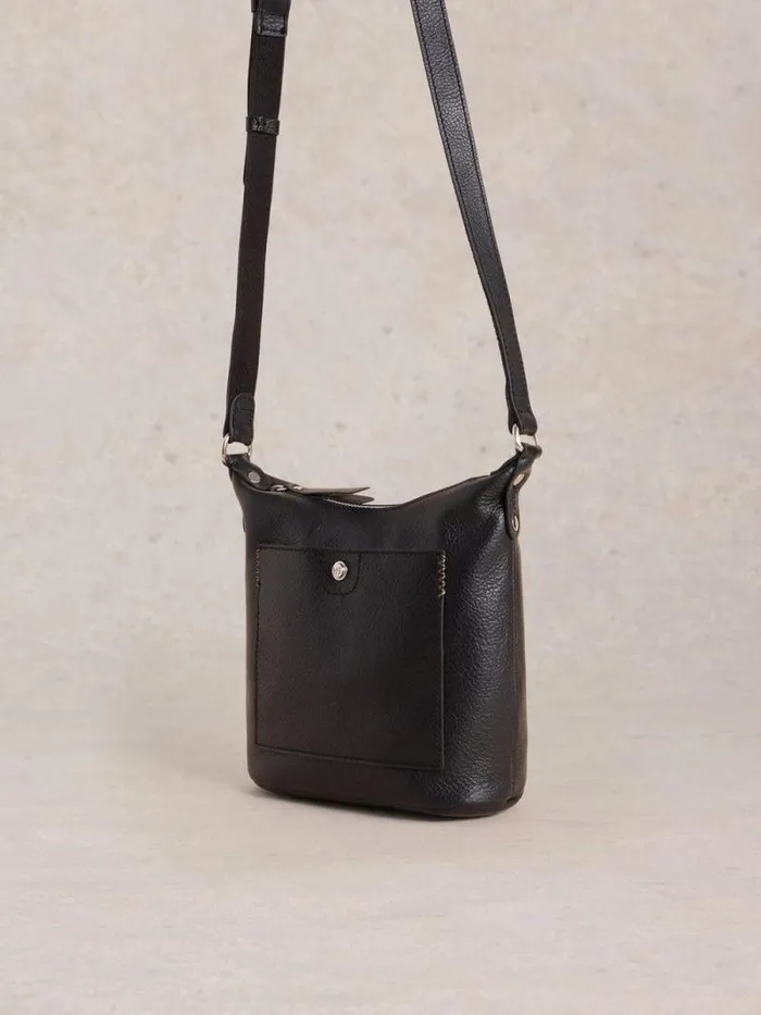 Women Mini Leather Fern Crossbody Pure Black White Stuff Bags and Purses