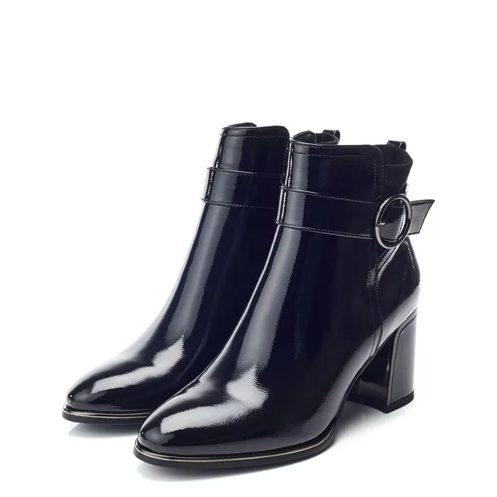 Women Moda In Pelle Black Boots Paeden Black Patent