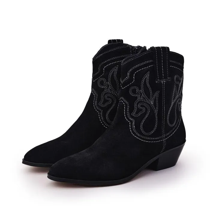 Women Moda In Pelle Black Boots Shoon Sh Linus Black Suede