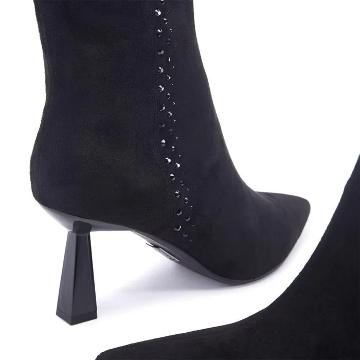 Women Moda In Pelle Black Boots Wilmaa Black Alcantara