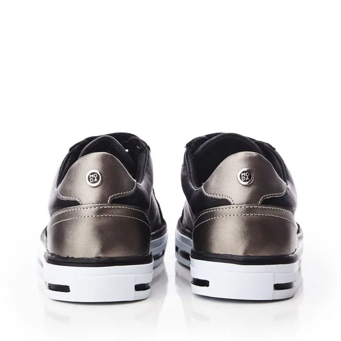 Women Moda In Pelle Black Trainers Amor Black Leather