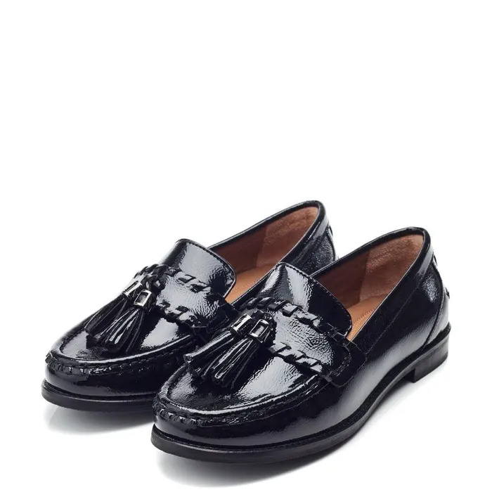 Women Moda In Pelle Brogues And Loafers Espelette Black Patent Leather