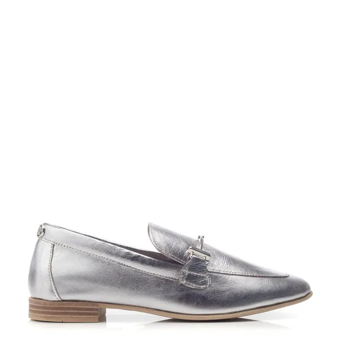 Women Moda In Pelle Brogues And Loafers Fayee Silver Leather