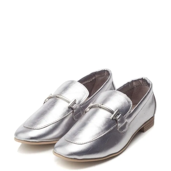 Women Moda In Pelle Brogues And Loafers Fayee Silver Leather