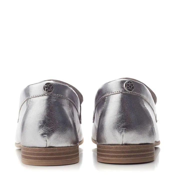 Women Moda In Pelle Brogues And Loafers Fayee Silver Leather