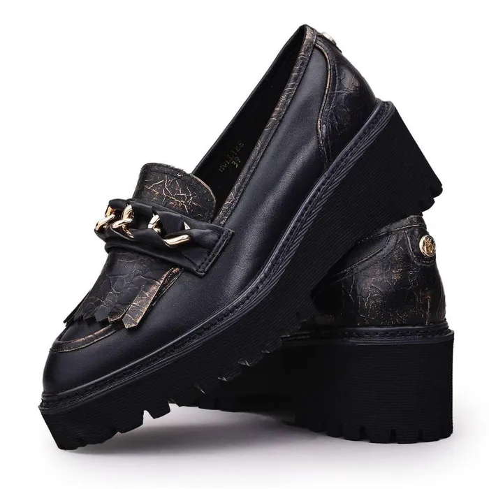 Women Moda In Pelle Brogues And Loafers Holliee Black Leather