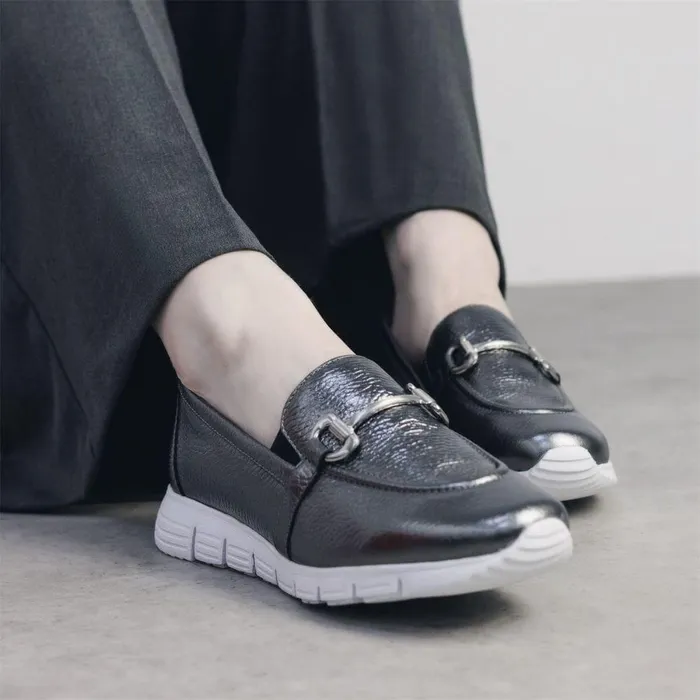 Women Moda In Pelle Casual Shoes Francie Pewter Leather