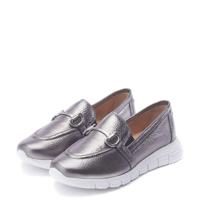 Women Moda In Pelle Casual Shoes Francie Pewter Leather