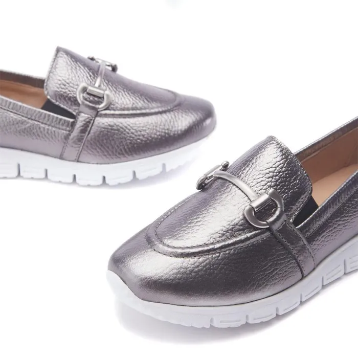 Women Moda In Pelle Casual Shoes Francie Pewter Leather