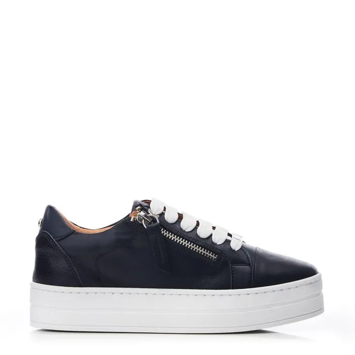 Women Moda In Pelle Casual Trainers Abbiy Navy Leather
