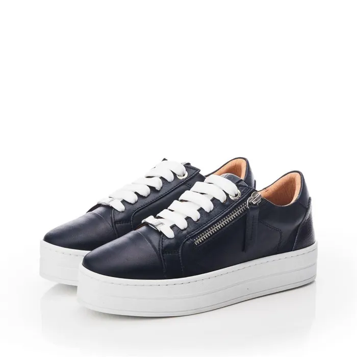 Women Moda In Pelle Casual Trainers Abbiy Navy Leather