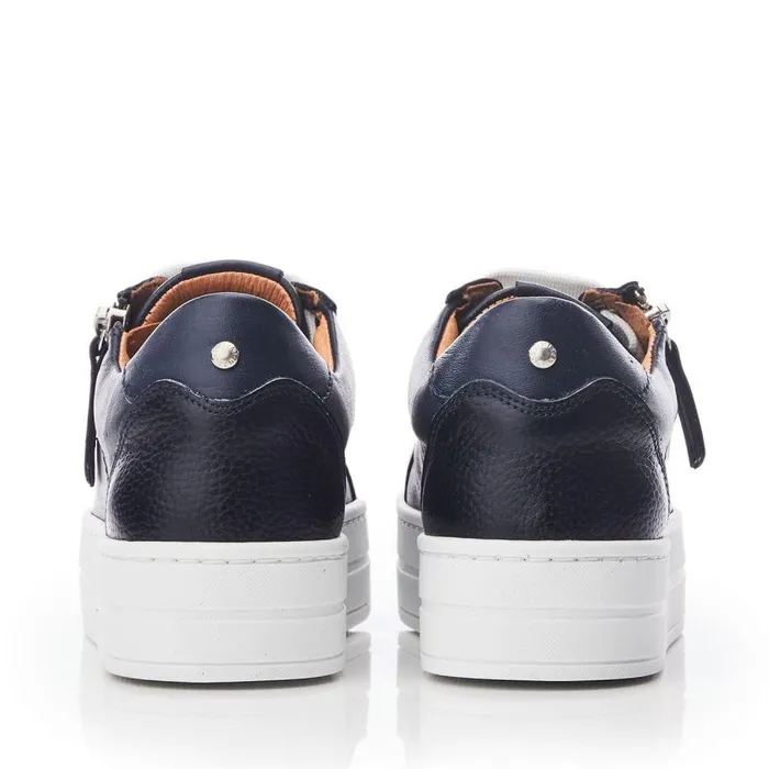 Women Moda In Pelle Casual Trainers Abbiy Navy Leather