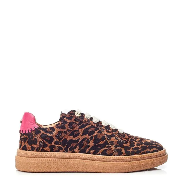 Women Moda In Pelle Casual Trainers Anilla Leopard Suede