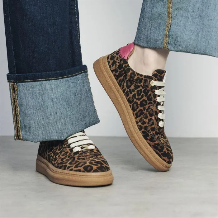 Women Moda In Pelle Casual Trainers Anilla Leopard Suede