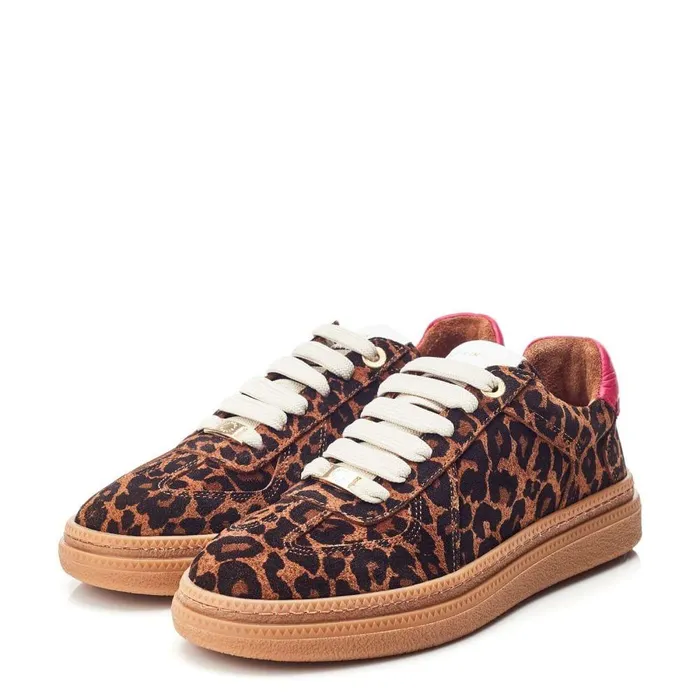 Women Moda In Pelle Casual Trainers Anilla Leopard Suede