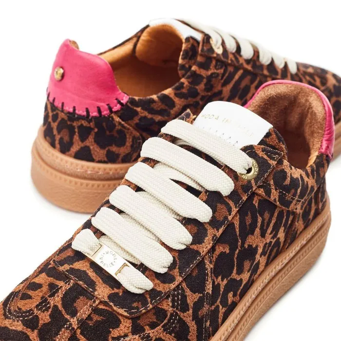 Women Moda In Pelle Casual Trainers Anilla Leopard Suede