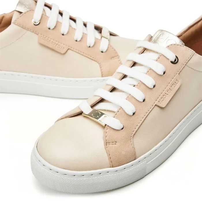 Women Moda In Pelle Casual Trainers Ariba Off White Leather