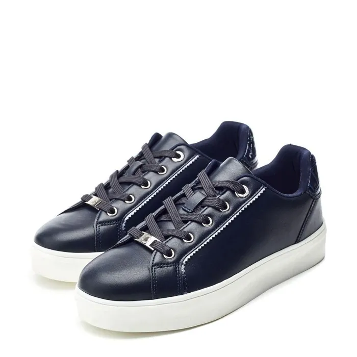 Women Moda In Pelle Casual Trainers Belammy Navy Porvair