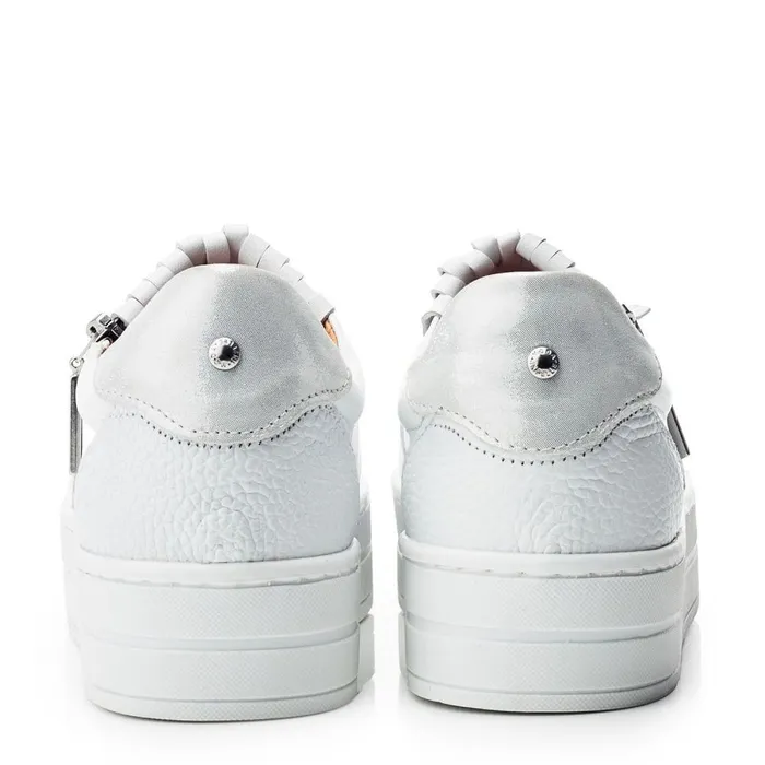 Women Moda In Pelle Casual Trainers Bessans White Leather