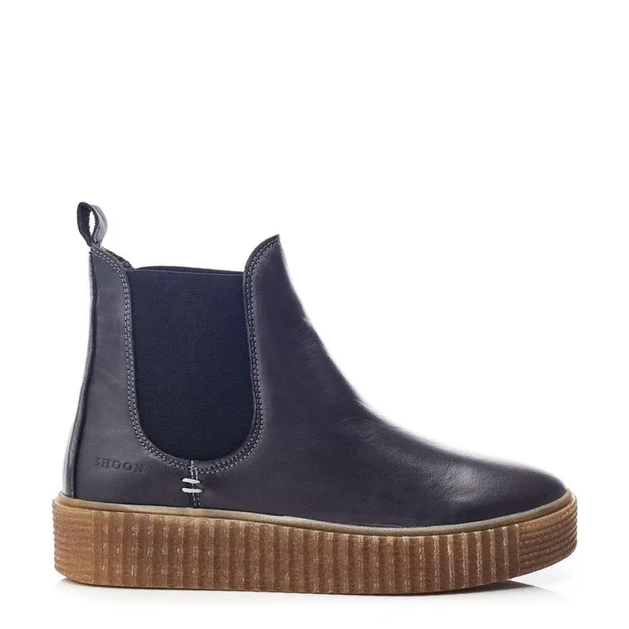 Women Moda In Pelle Chelsea Boots Shoon Sh Illom Dark Grey Leather