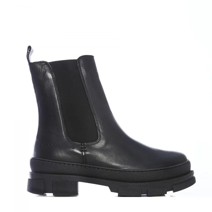 Women Moda In Pelle Chunky Boots Shoon Sh Boulder Black Leather