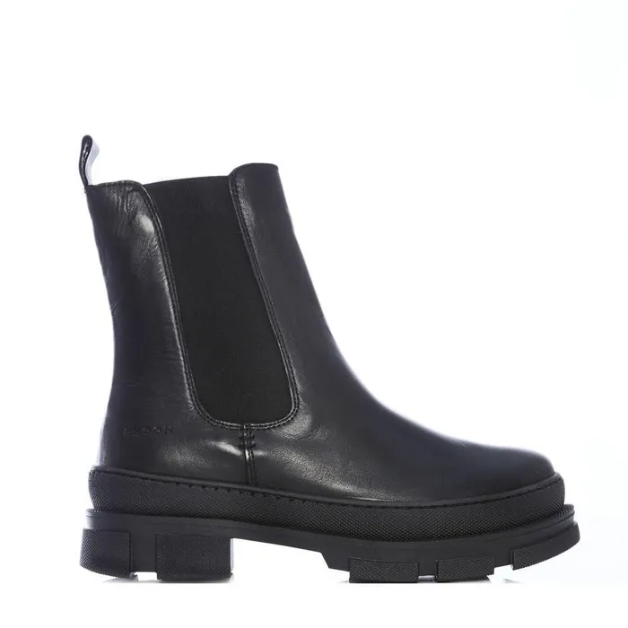 Women Moda In Pelle Chunky Boots Shoon Sh Boulder Black Leather