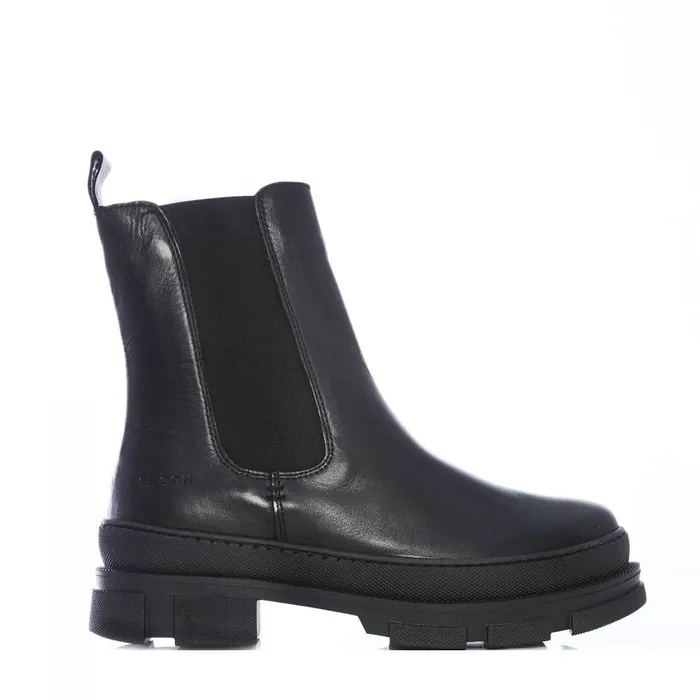 Women Moda In Pelle Chunky Boots Shoon Sh Boulder Black Leather